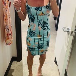 Guess satin floral dress with slit